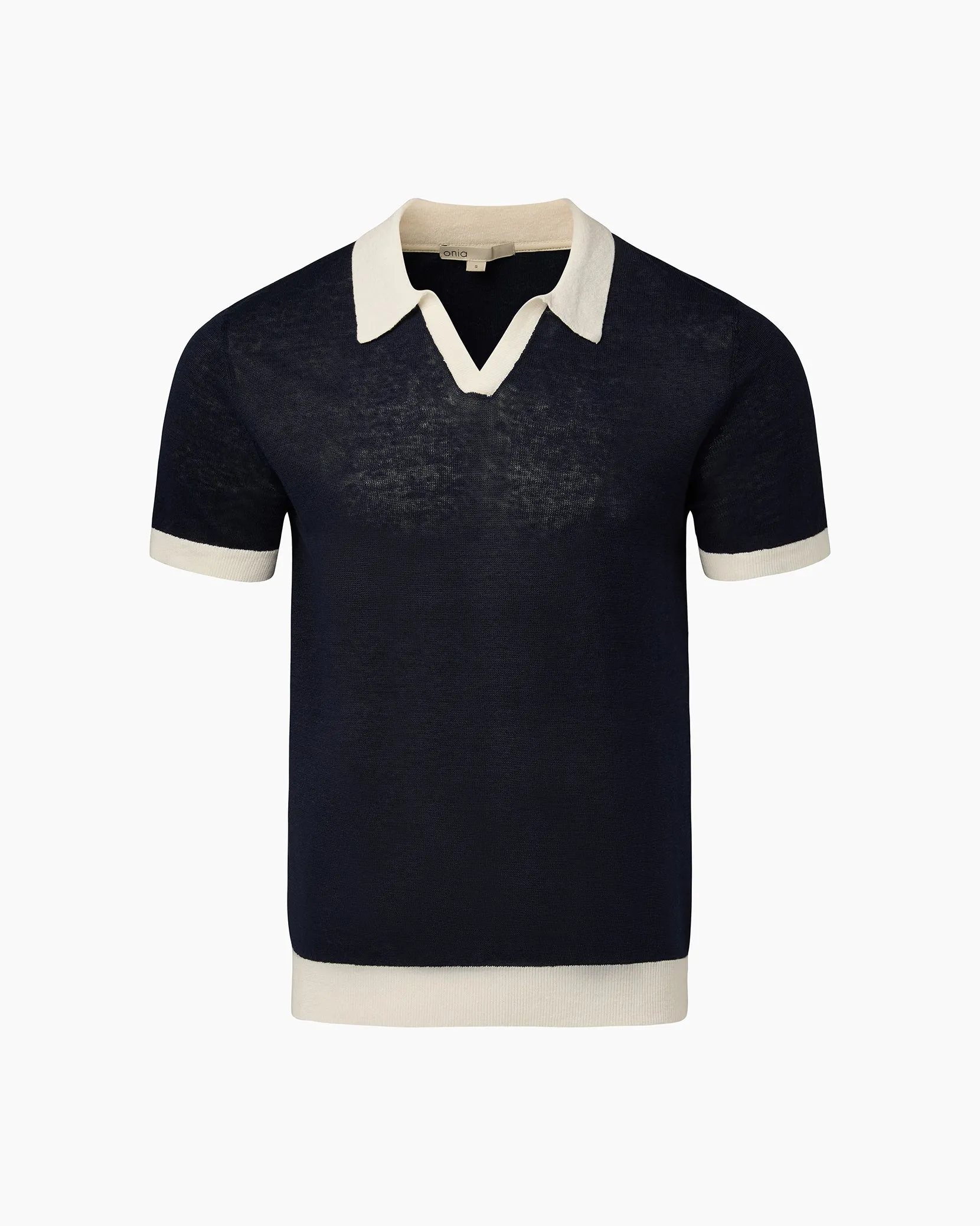 Linen Johnny Collar Polo Sweater