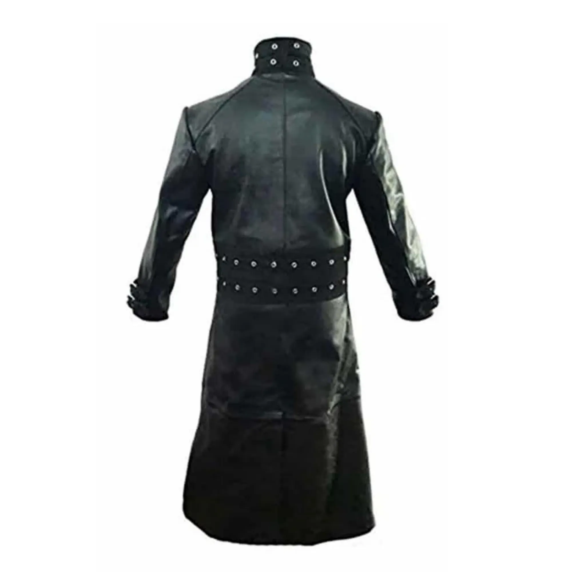 Mens Gothic Black Leather Long Coat