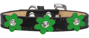 Metallic Flower Ice Cream Collar Black With Metallic Emerald Green Flowers Size 16