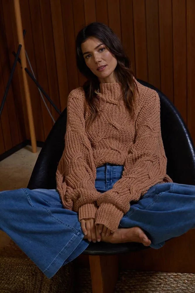 Mila Oversized Chunky Cable Knit Sweater in Pumpkin