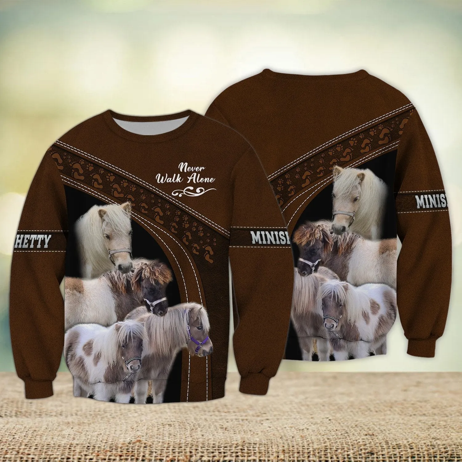Minishetty Love Never Walk Alone Brown 3D Full Print Shirts, Shirt For Horse Lovers