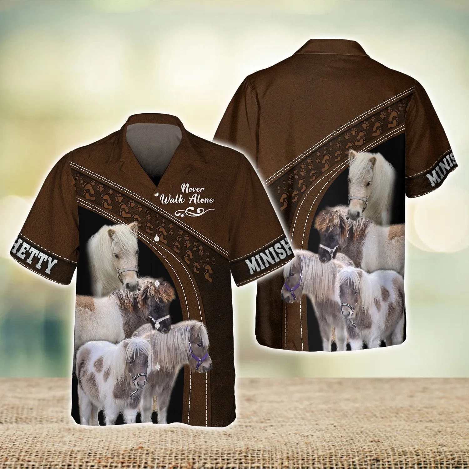 Minishetty Love Never Walk Alone Brown 3D Full Print Shirts, Shirt For Horse Lovers
