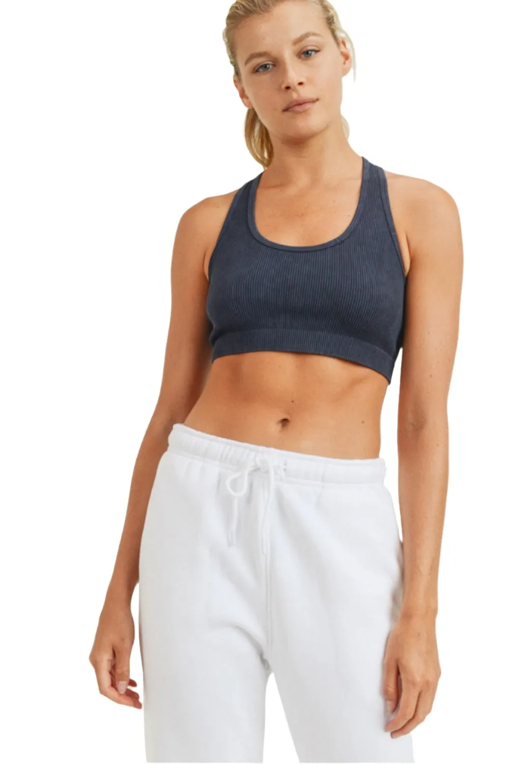 Mono B Tie-Dye Seamless Ribbed Racer Back Bra AT3015