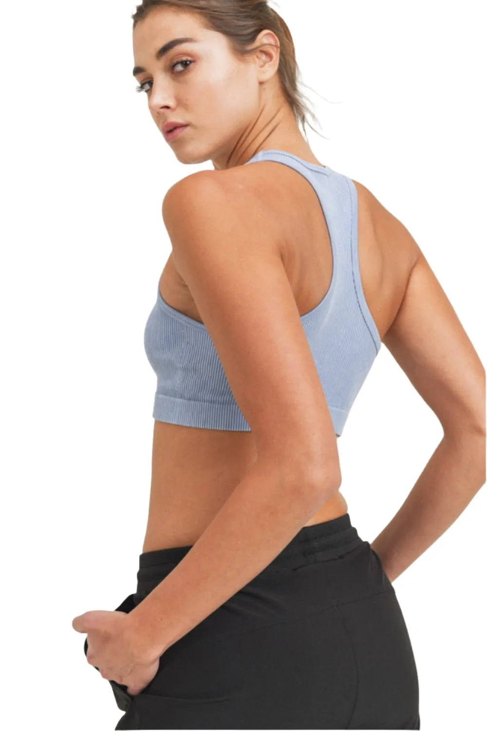 Mono B Tie-Dye Seamless Ribbed Racer Back Bra AT3015