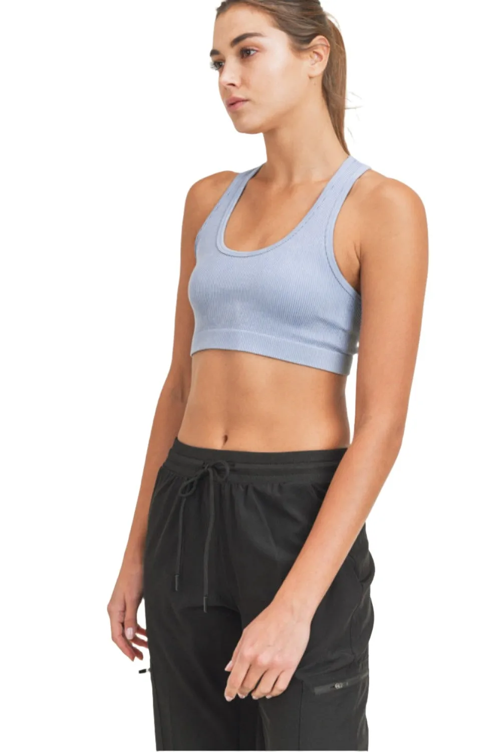 Mono B Tie-Dye Seamless Ribbed Racer Back Bra AT3015