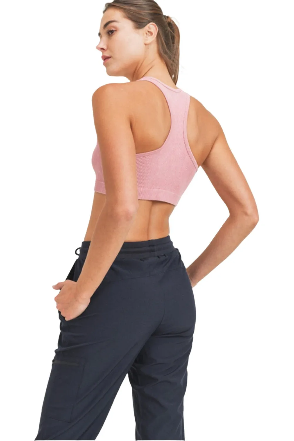 Mono B Tie-Dye Seamless Ribbed Racer Back Bra AT3015