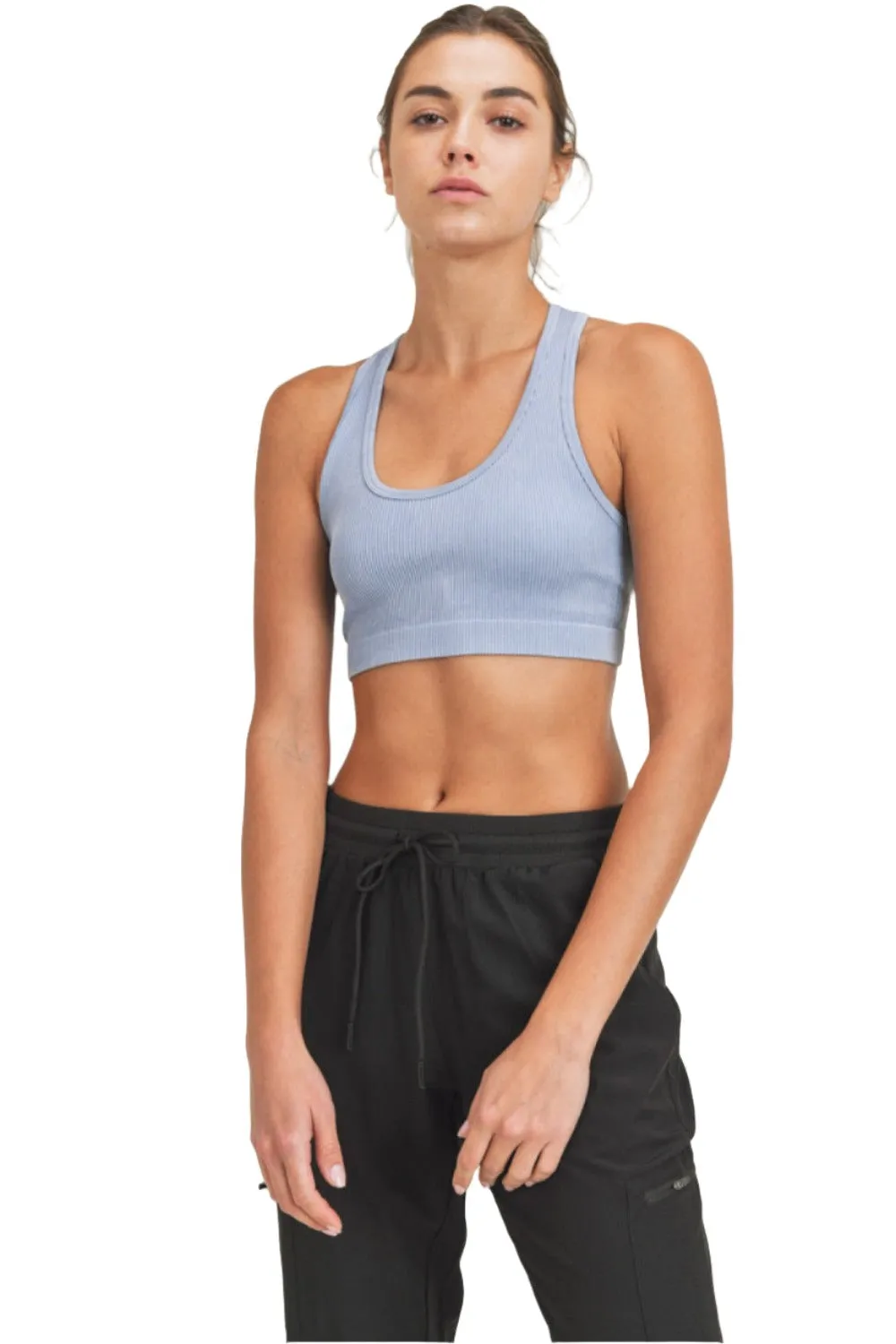 Mono B Tie-Dye Seamless Ribbed Racer Back Bra AT3015