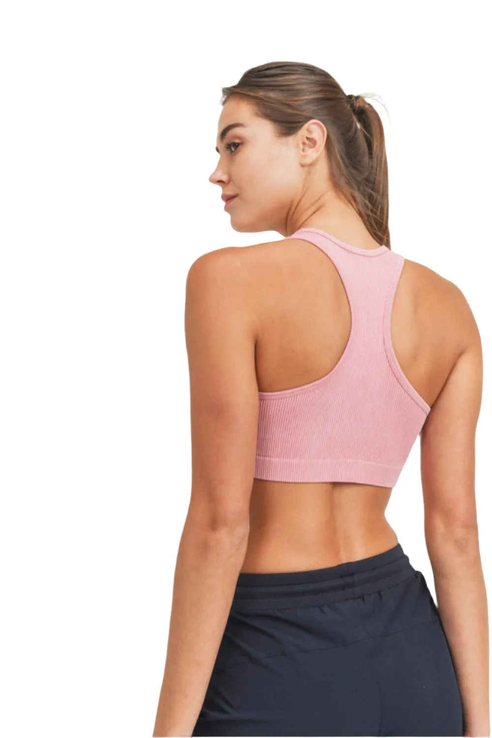 Mono B Tie-Dye Seamless Ribbed Racer Back Bra AT3015