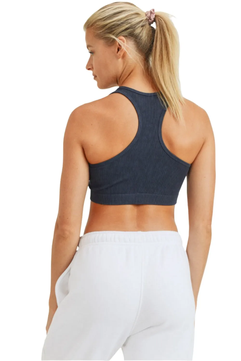 Mono B Tie-Dye Seamless Ribbed Racer Back Bra AT3015