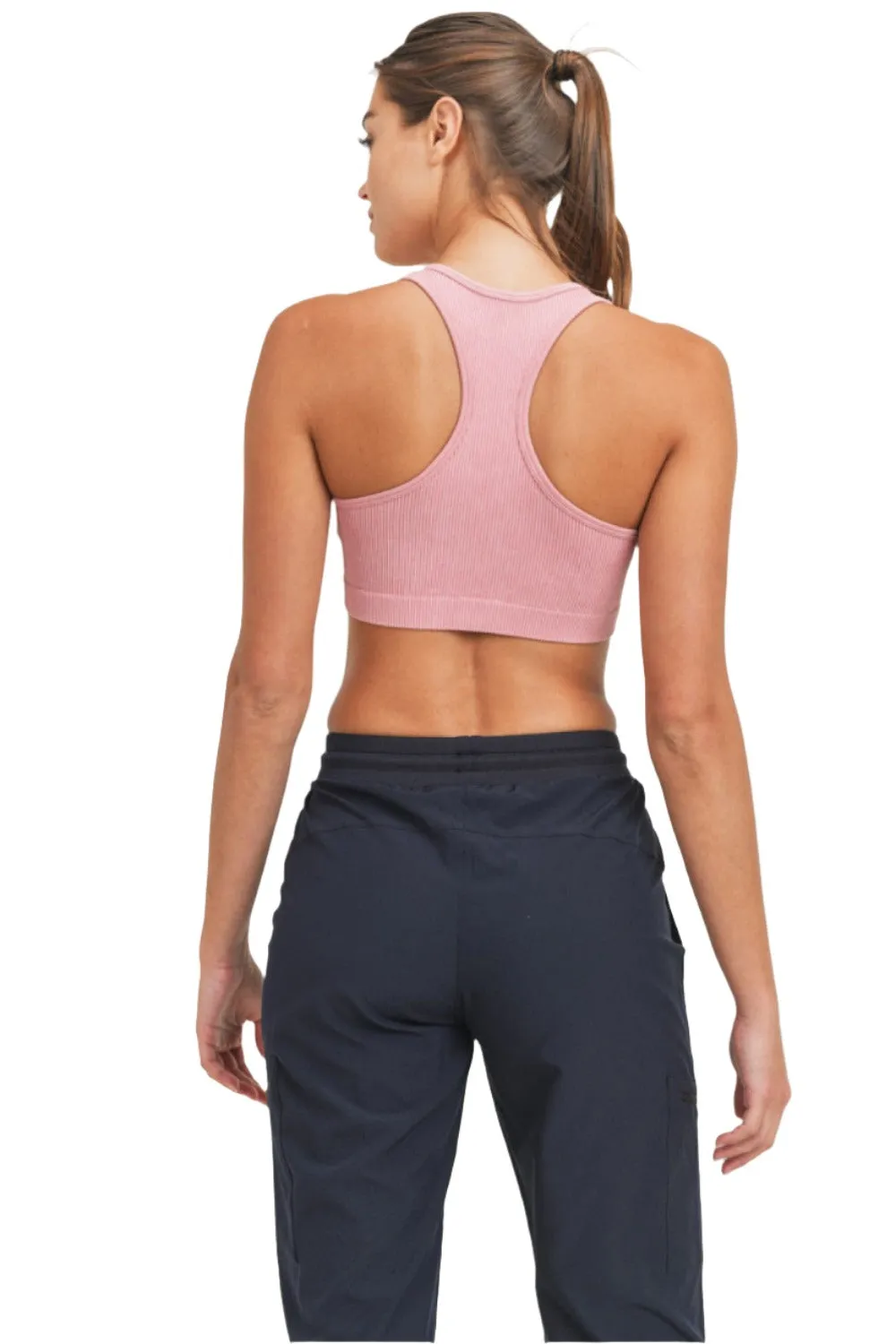 Mono B Tie-Dye Seamless Ribbed Racer Back Bra AT3015