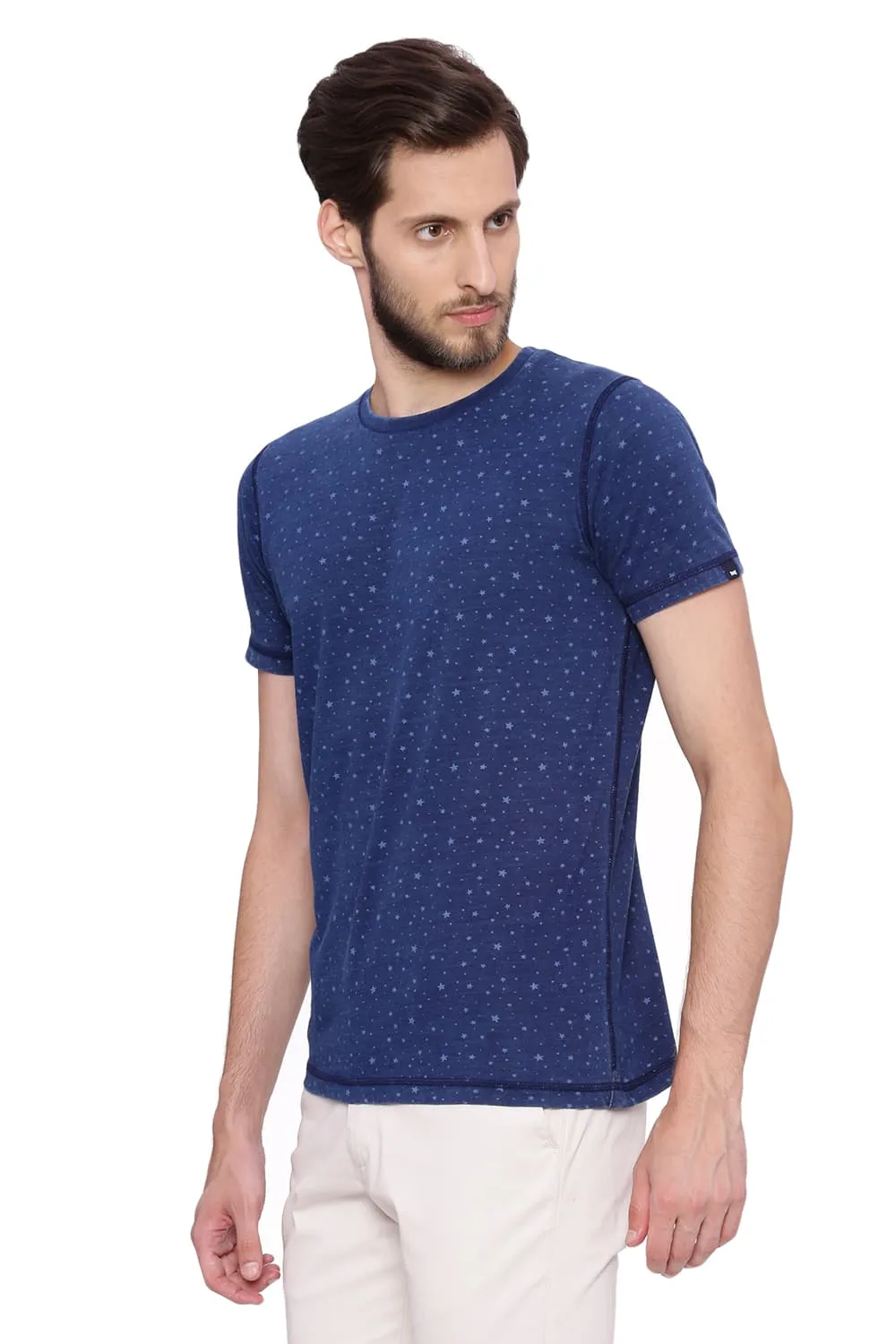 Muscle Fit Crew Neck Printed T Shirt
