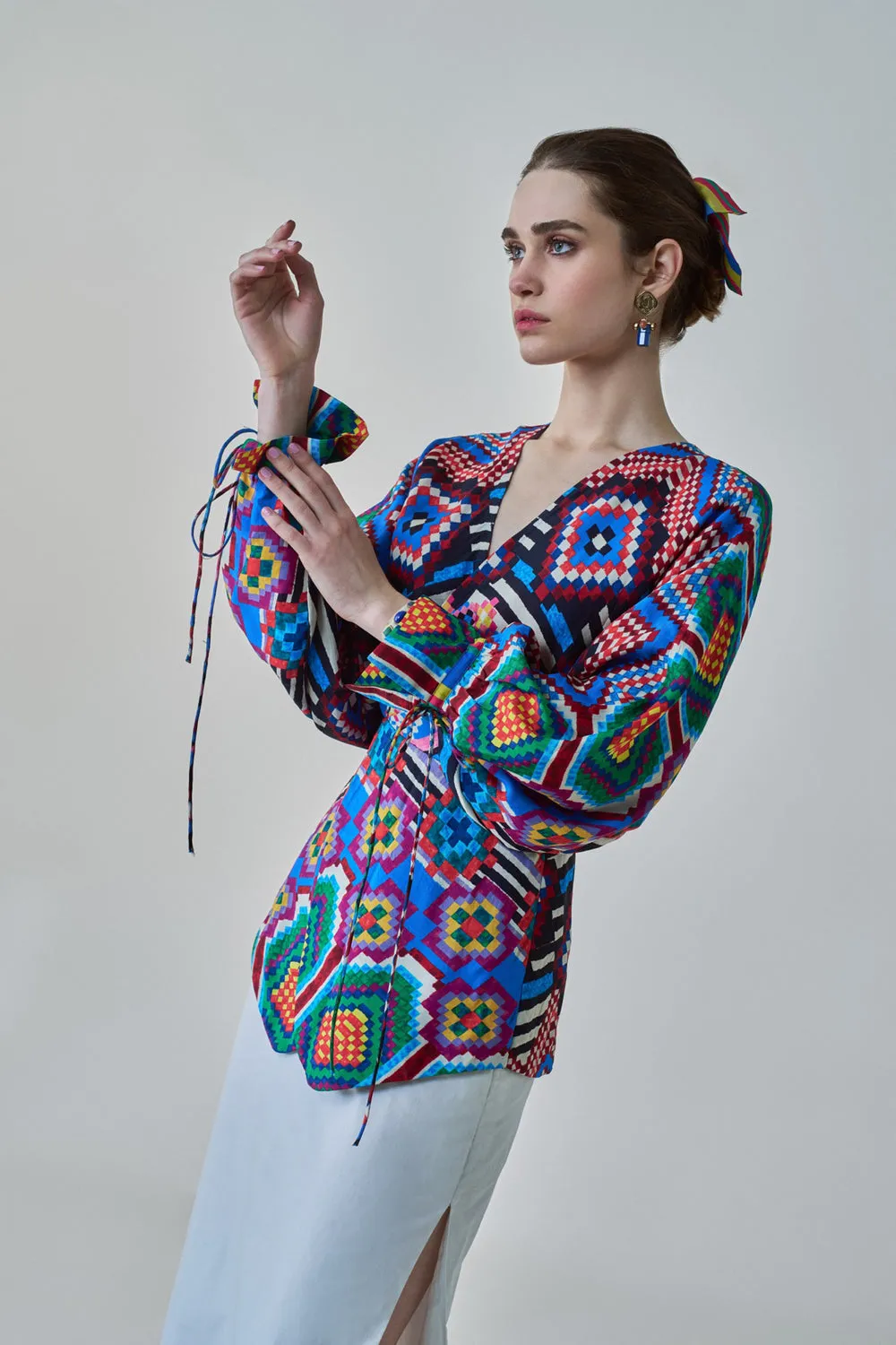 Nina Ikat Print  Blouse