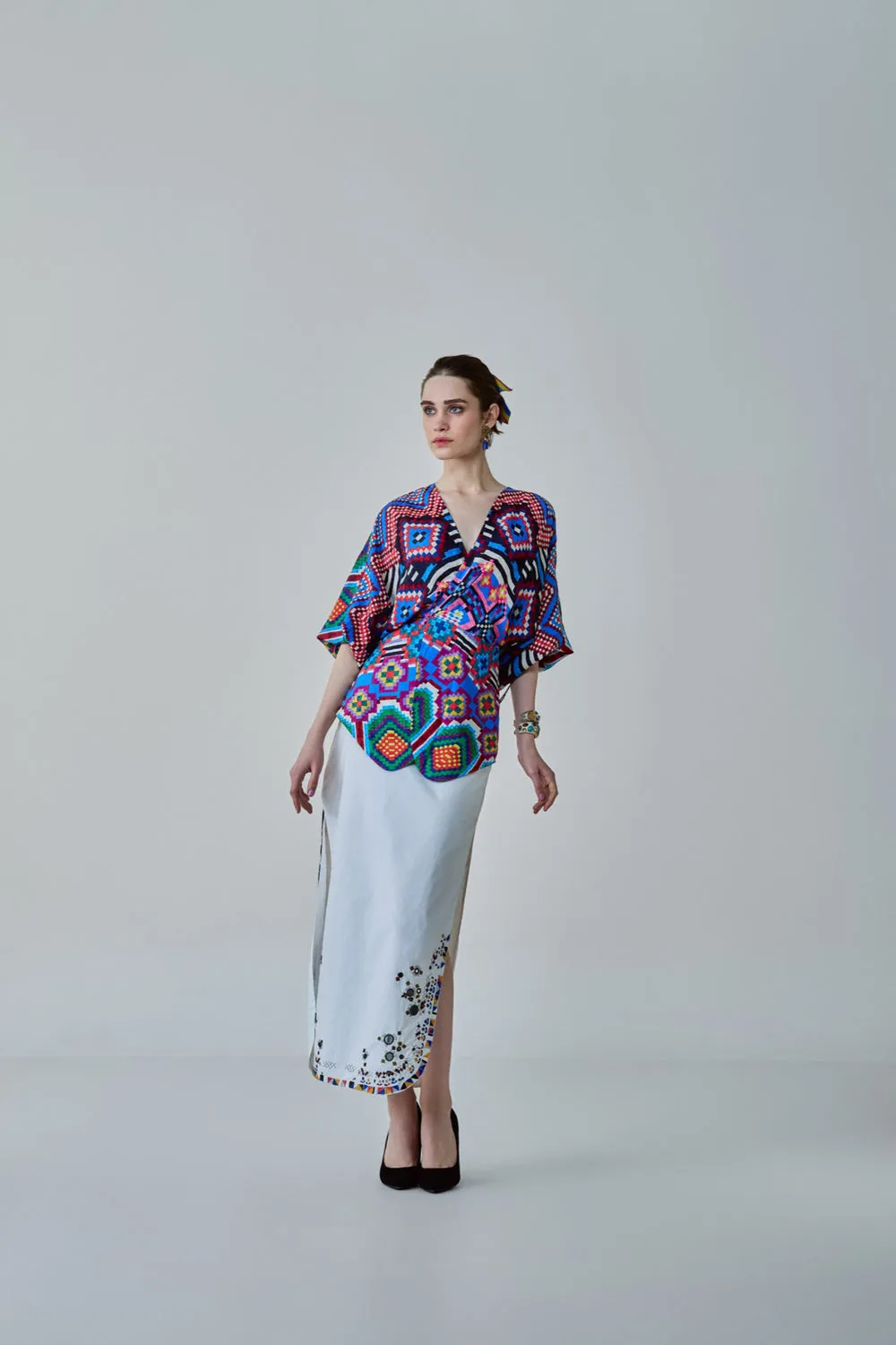Nina Ikat Print  Blouse