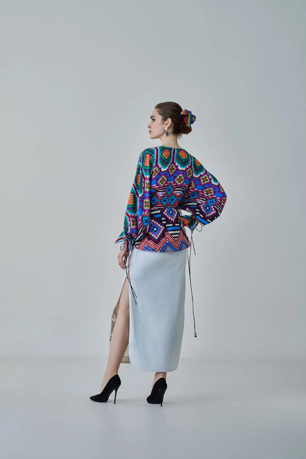 Nina Ikat Print  Blouse