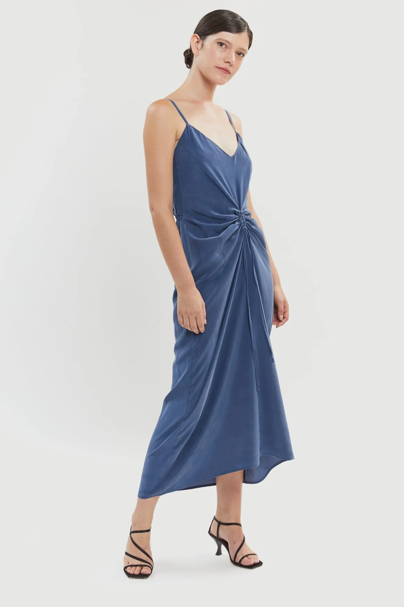 Nina Silk Slip Dress Blue