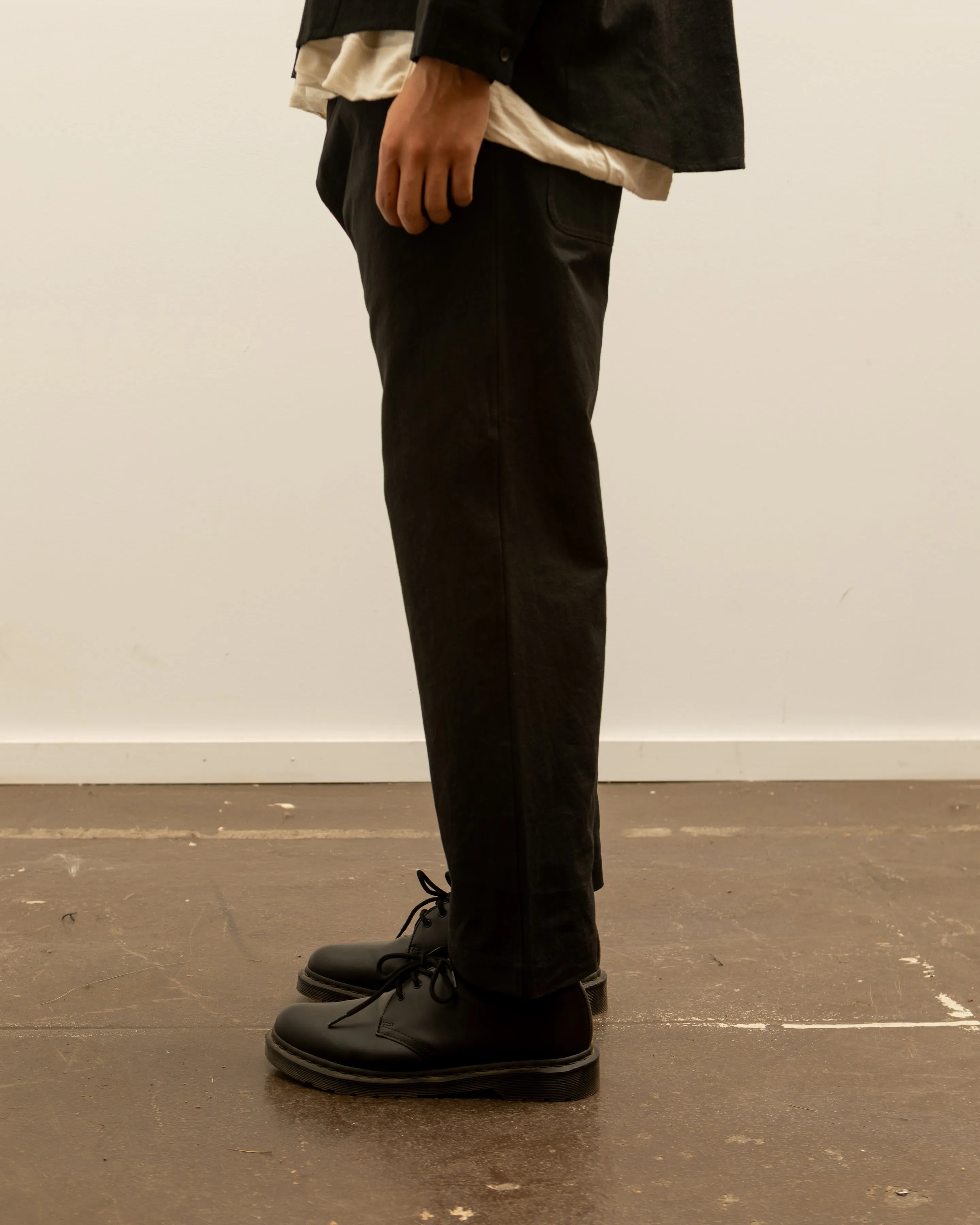 O-Project Chino Trouser, Black Dobby Cloth