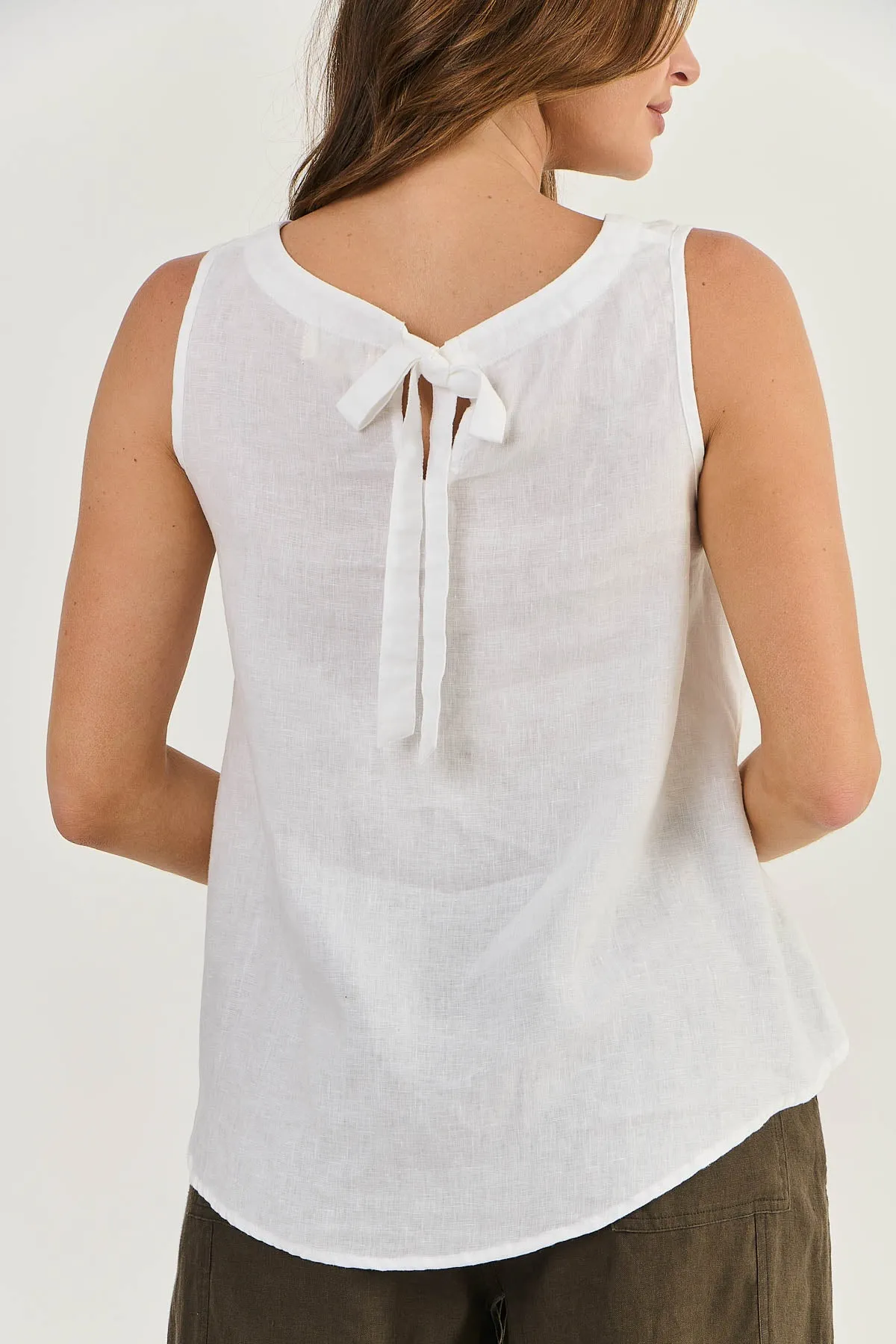 OLIVE ET JULIE Linen Tank WHITE