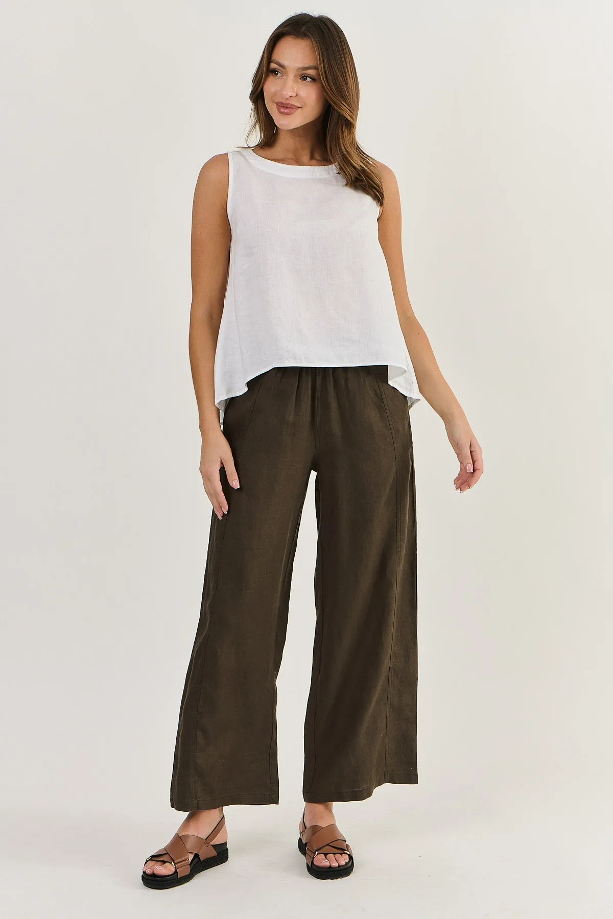OLIVE ET JULIE Linen Tank WHITE