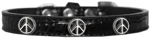 Peace Sign Widget Croc Dog Collar Black Size 20
