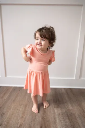 Peach | Flutter Bodysuit Dress