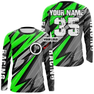Personalized Motocross 3D Long Sleeve Green Men Dirt Bike Shirt Custom Logo MX Off-Road Jersey