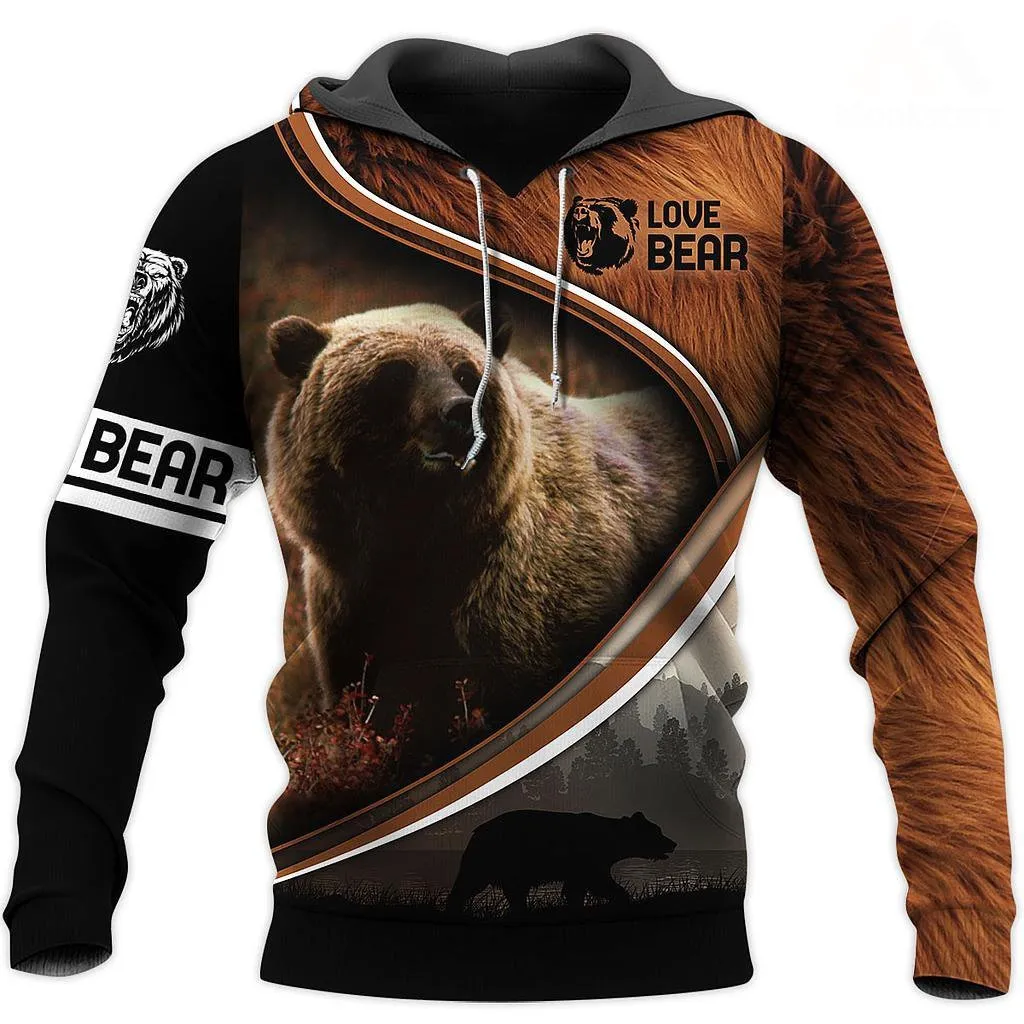 Personalized Name Bear 3D All Over Printed Hoodie Shirt, Idea Gift for Bear Lover, Christmas Shirt
