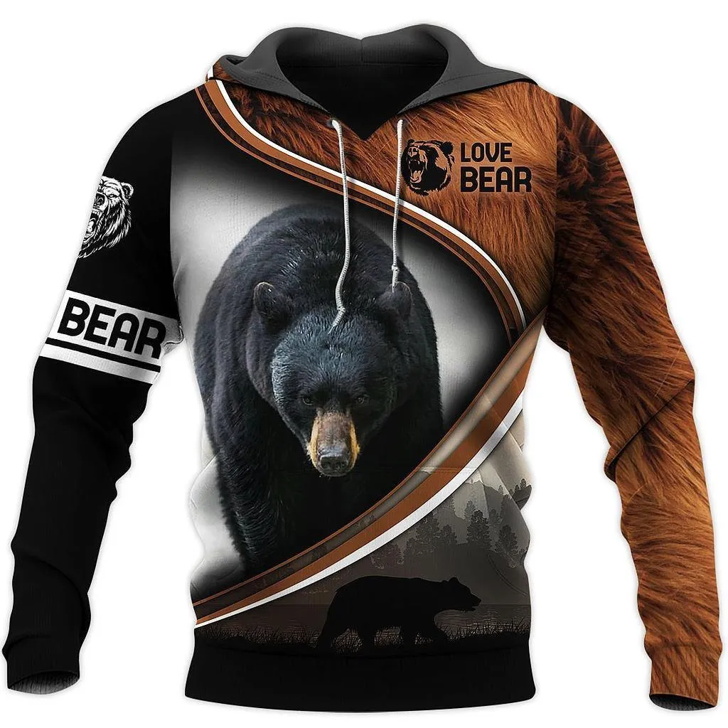 Personalized Name Bear 3D All Over Printed Hoodie Shirt, Idea Gift for Bear Lover, Christmas Shirt