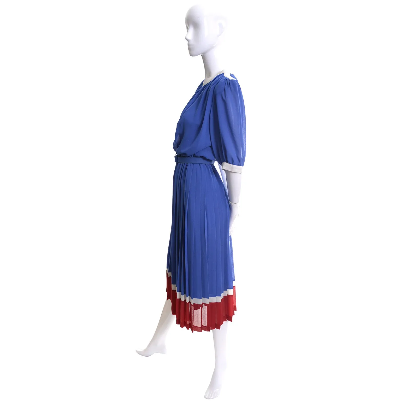 Pierre Cardin Boutique Vintage Dress 1970s Red White Blue 6/8