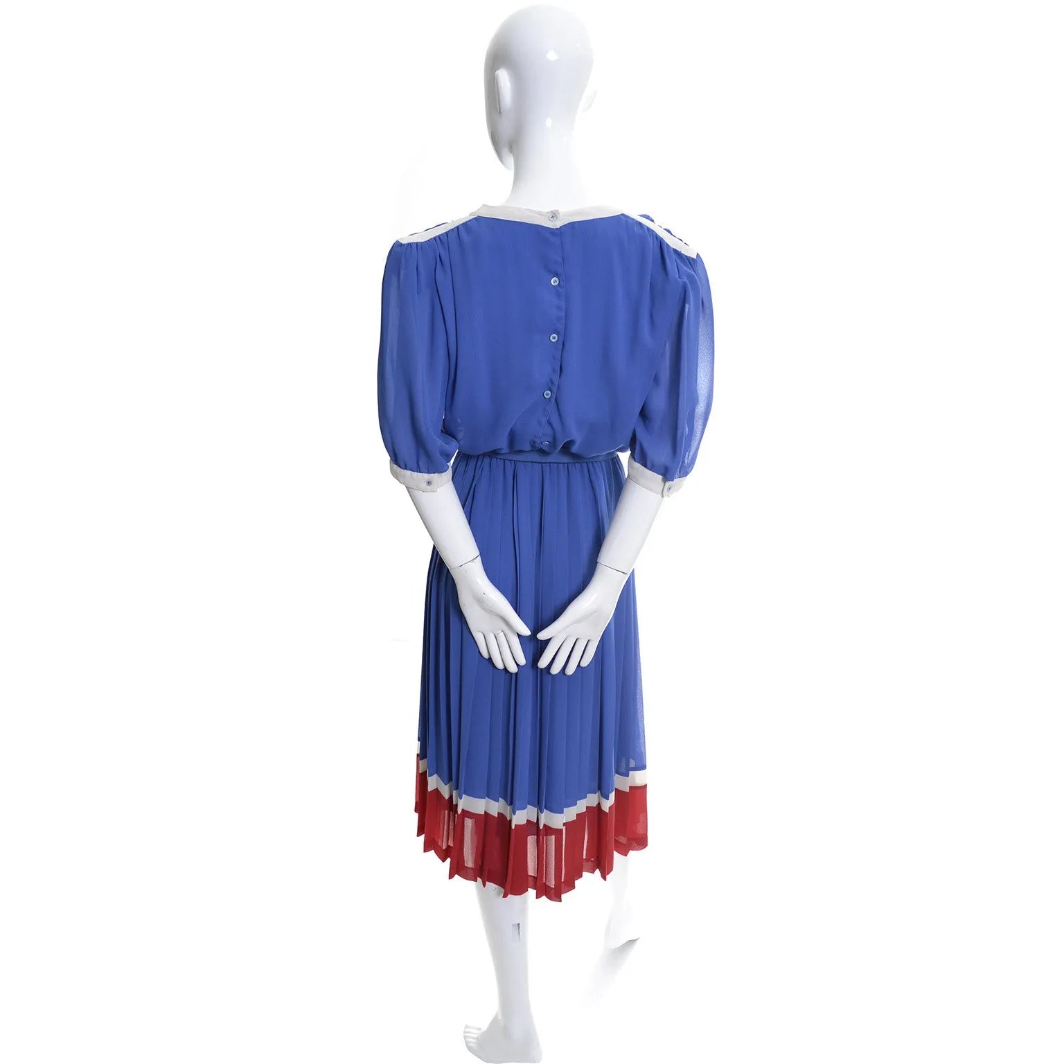 Pierre Cardin Boutique Vintage Dress 1970s Red White Blue 6/8