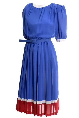 Pierre Cardin Boutique Vintage Dress 1970s Red White Blue 6/8