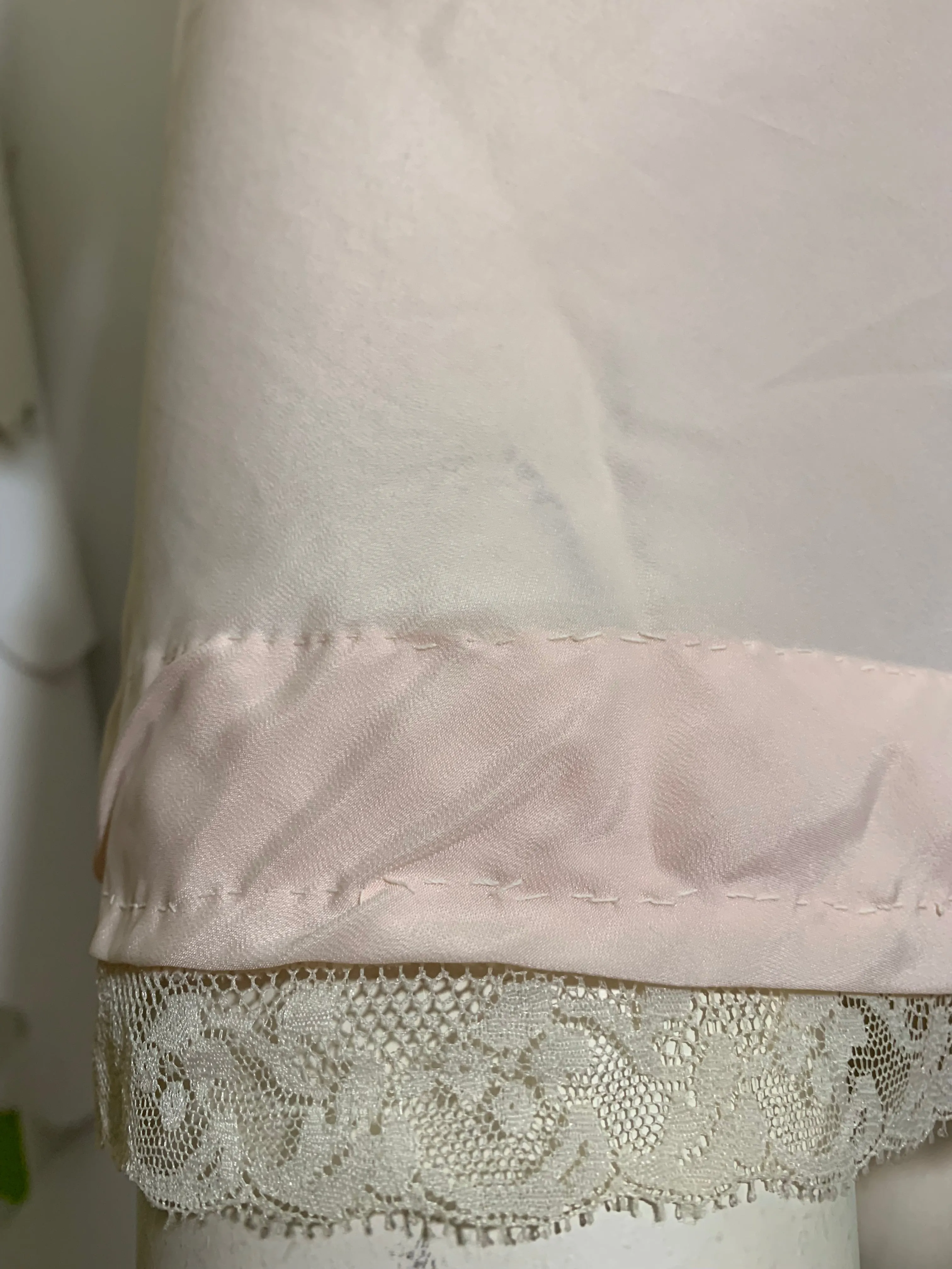 Pink Rayon Embroidered & Lace Trimmed Full Slip circa 1940s 36