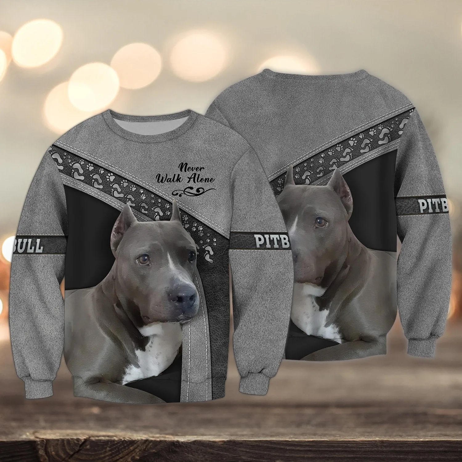 Pitbull Multicolor Lover Never Walk Alone 3D Full Print Sweatshirt Christmas Shirts