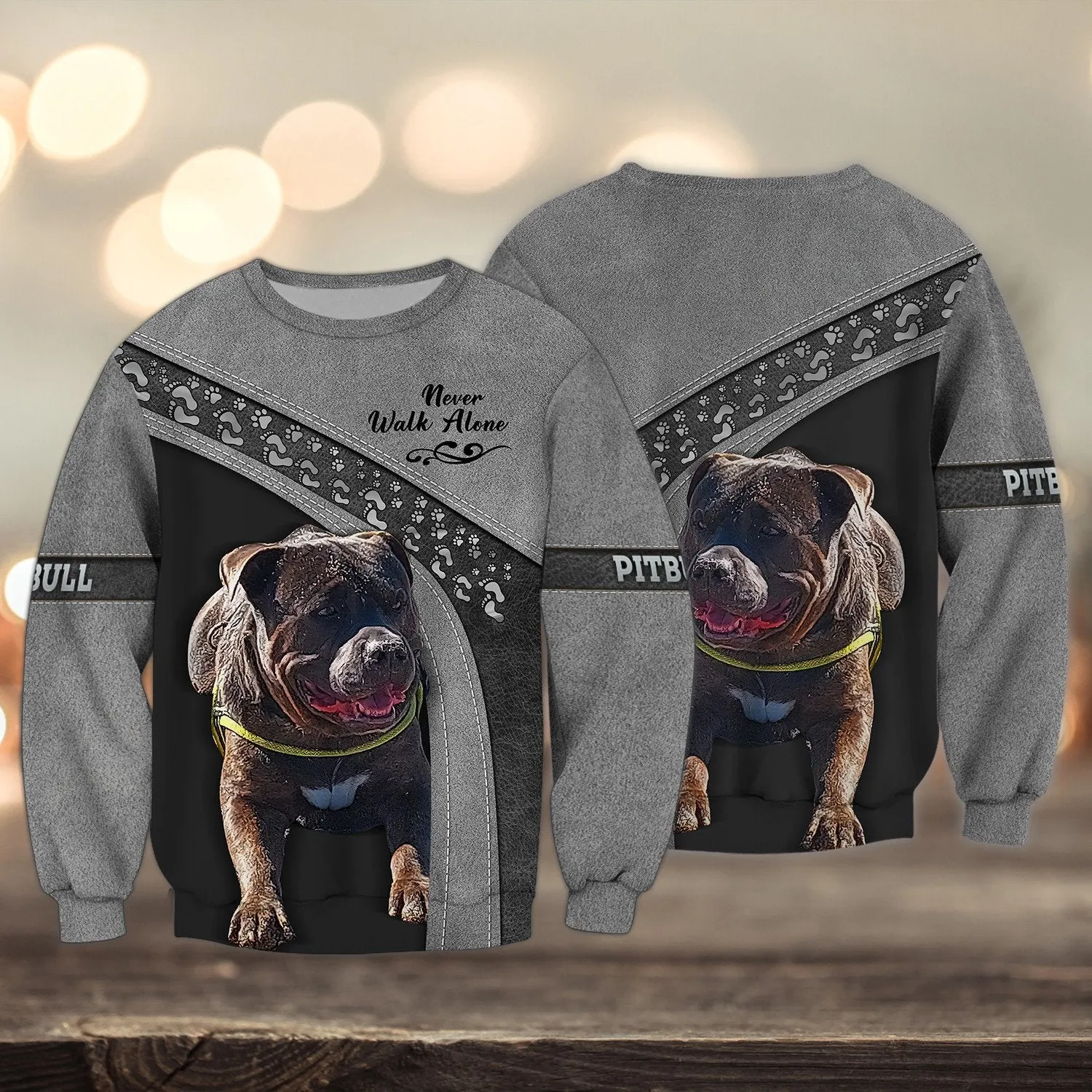 Pitbull Multicolor Lover Never Walk Alone 3D Full Print Sweatshirt Christmas Shirts