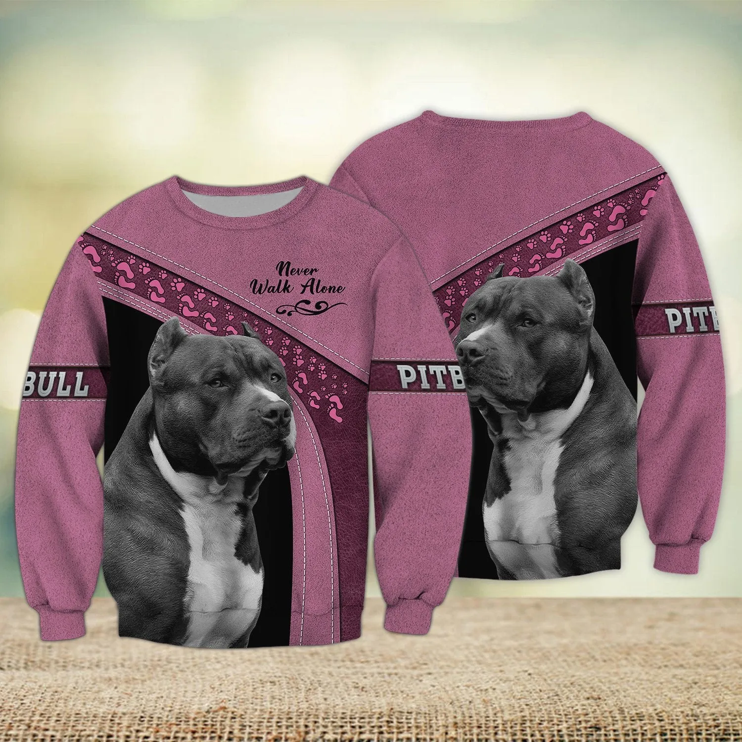 Pitbull Multicolor Lover Never Walk Alone 3D Full Print Sweatshirt Christmas Shirts