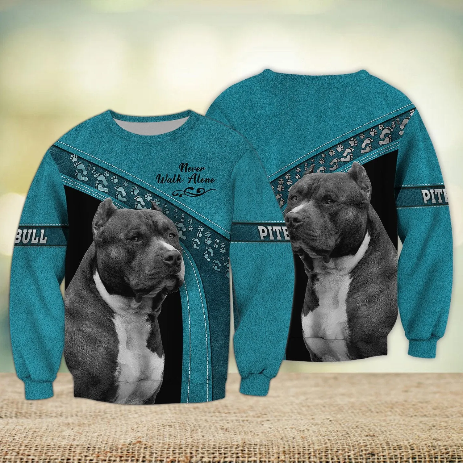 Pitbull Multicolor Lover Never Walk Alone 3D Full Print Sweatshirt Christmas Shirts