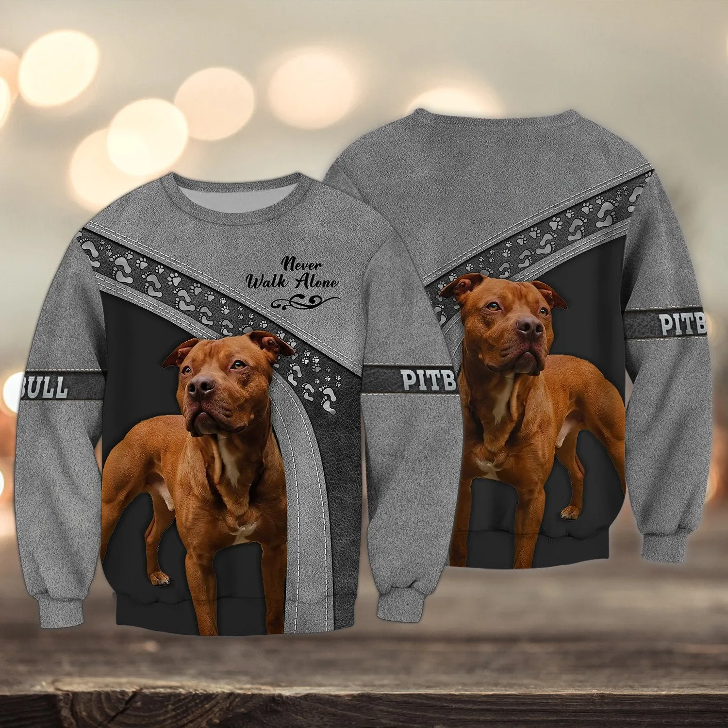 Pitbull Multicolor Lover Never Walk Alone 3D Full Print Sweatshirt Christmas Shirts