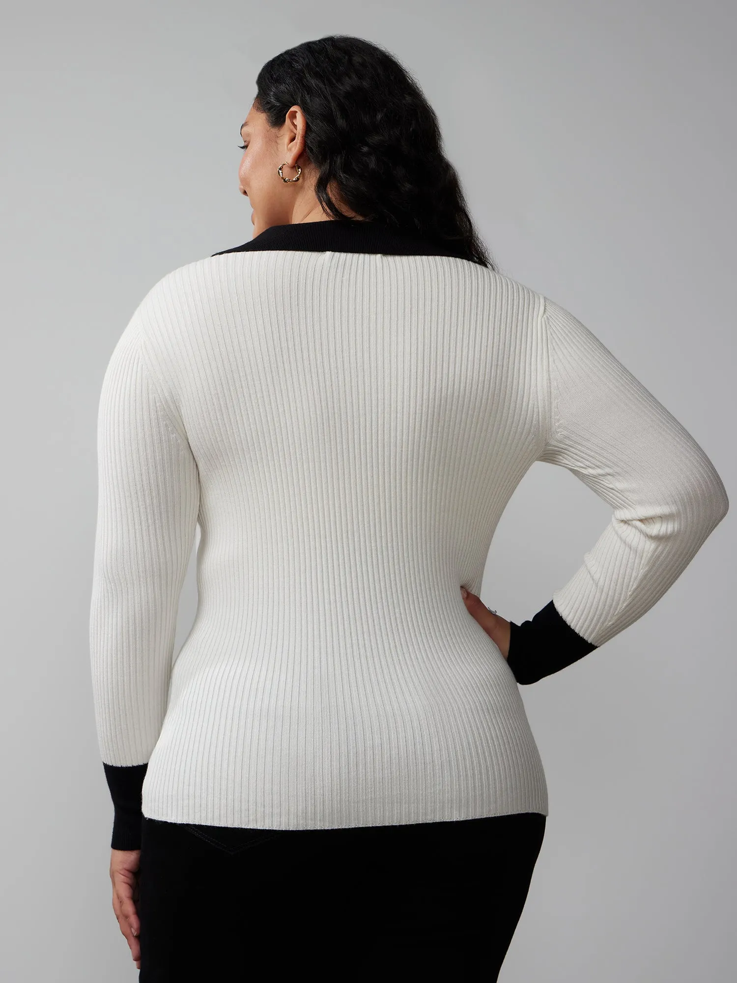 Plus Long Sleeve Split Neck Pullover
