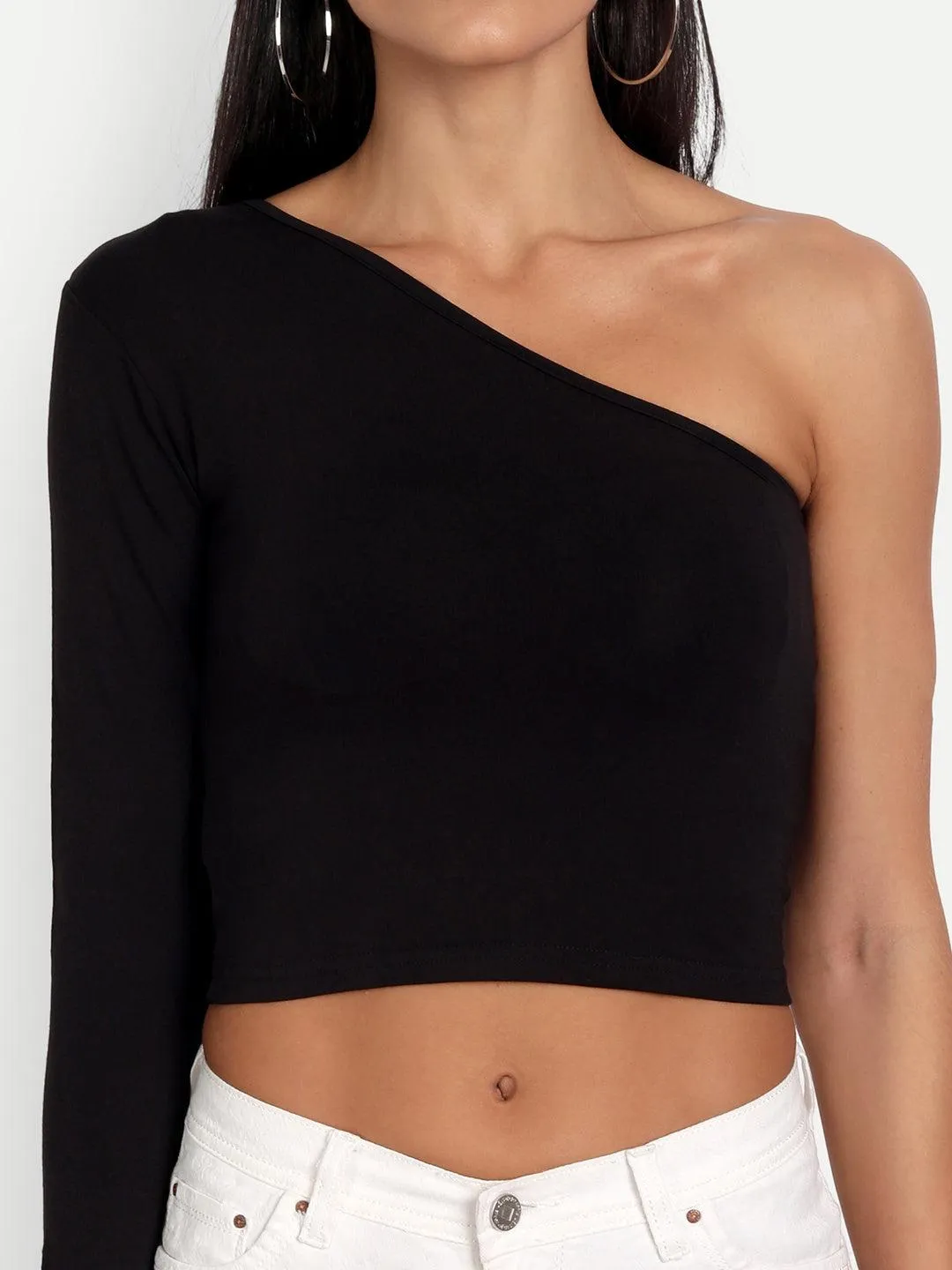 Regan Black One Shoulder Top