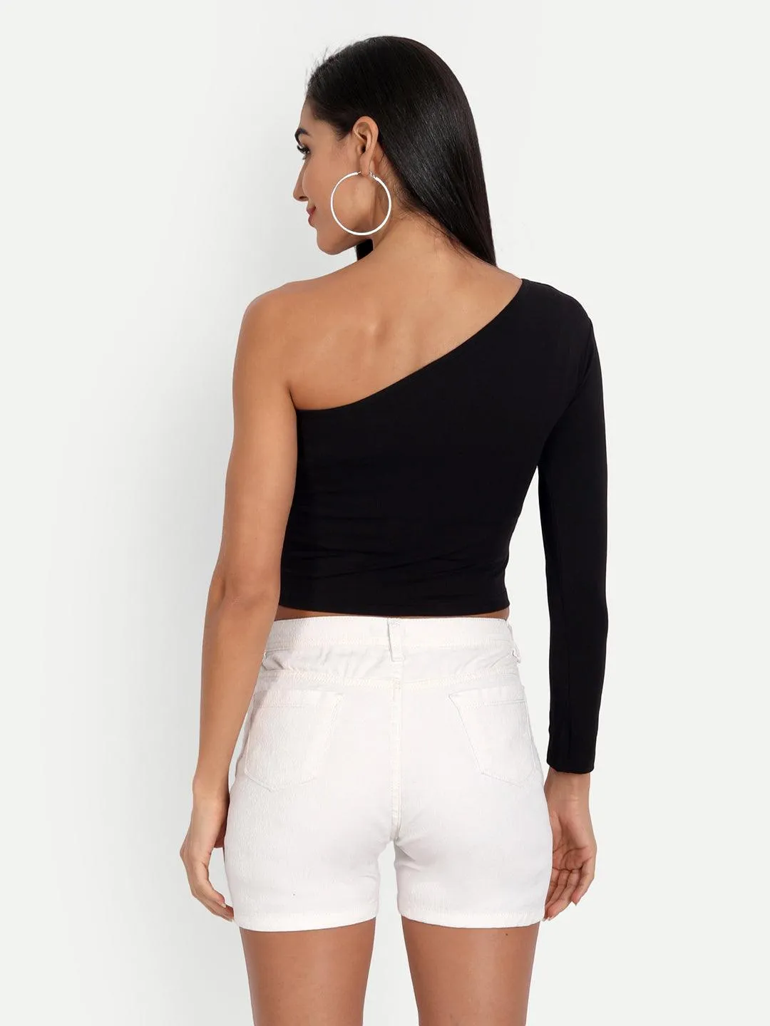 Regan Black One Shoulder Top
