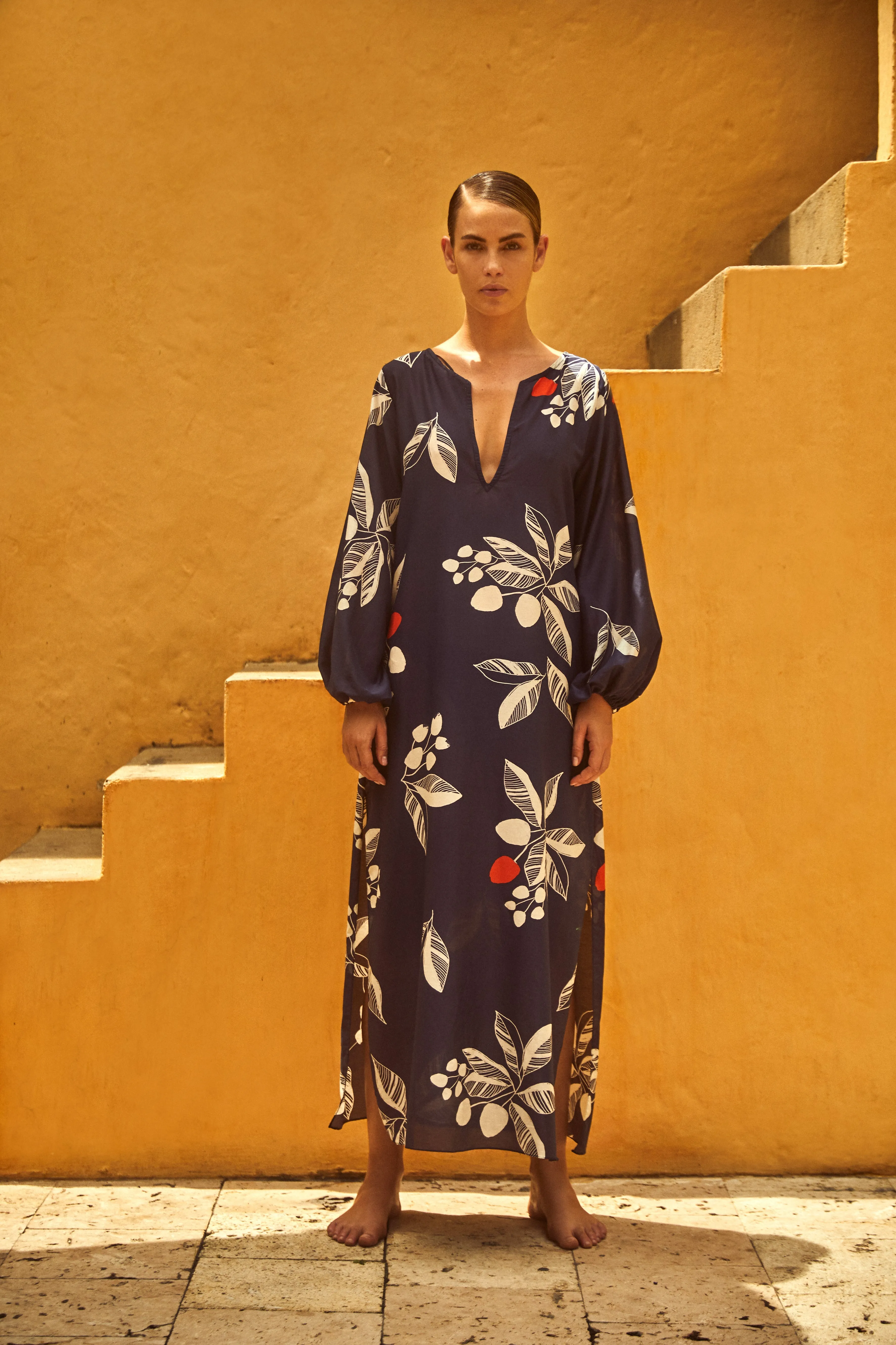 San Marco Cotton-Silk Midi Dress / Dark Blue