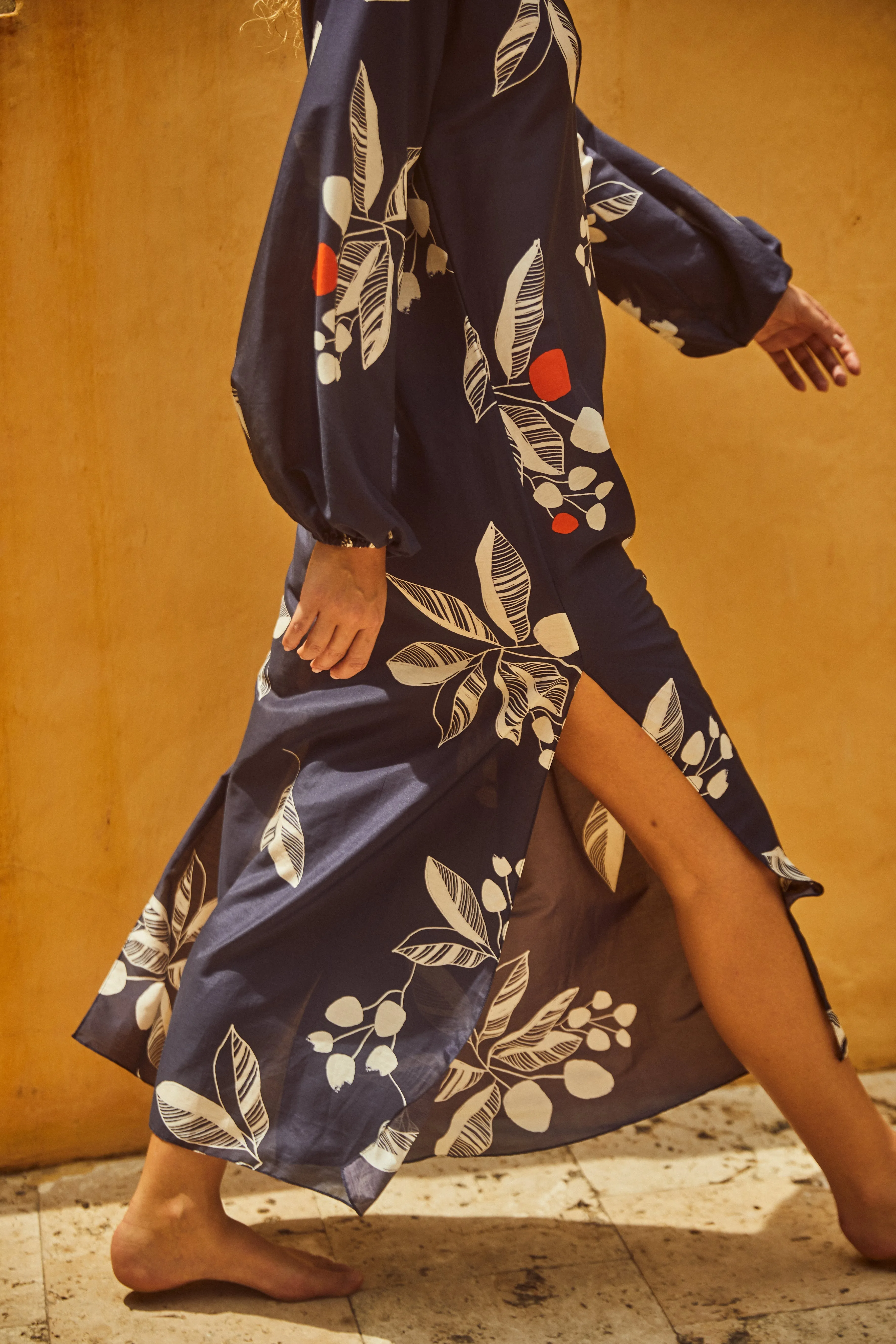 San Marco Cotton-Silk Midi Dress / Dark Blue