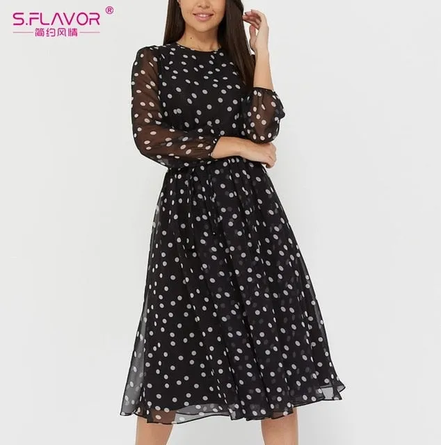 S.FLAVOR Vintage Winter Fashion Casual Dress