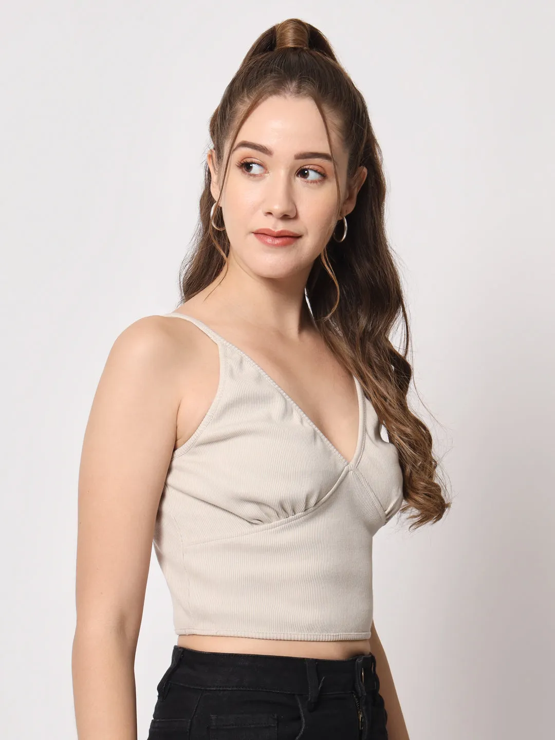Shoulder Strap Cotton Crop Top
