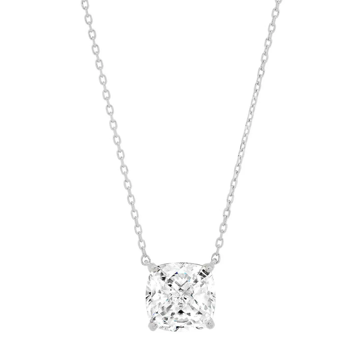 Simple Chain Necklace With Cushion Cut CZ