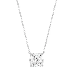 Simple Chain Necklace With Cushion Cut CZ