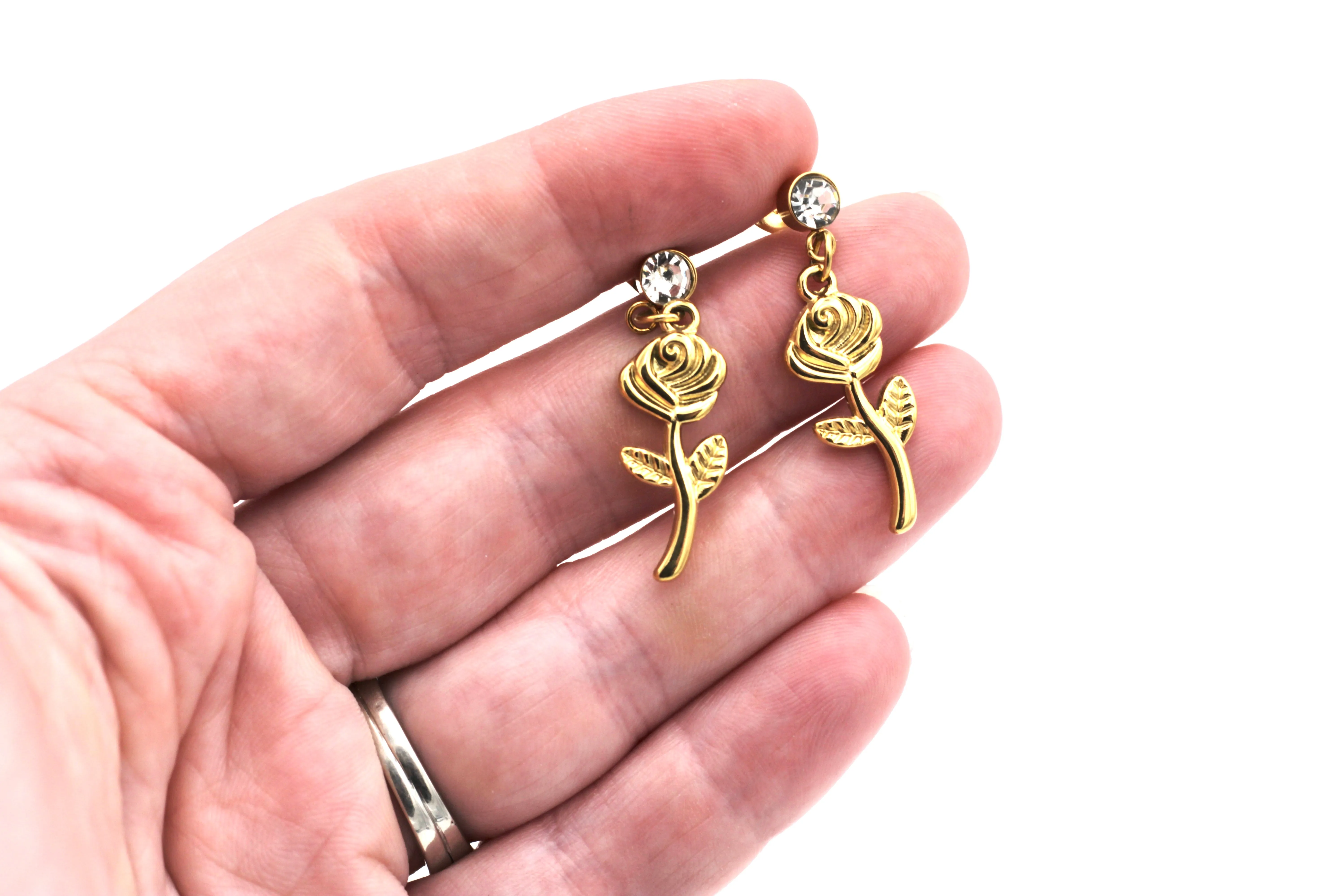 Simple Rose Dangle Earrings