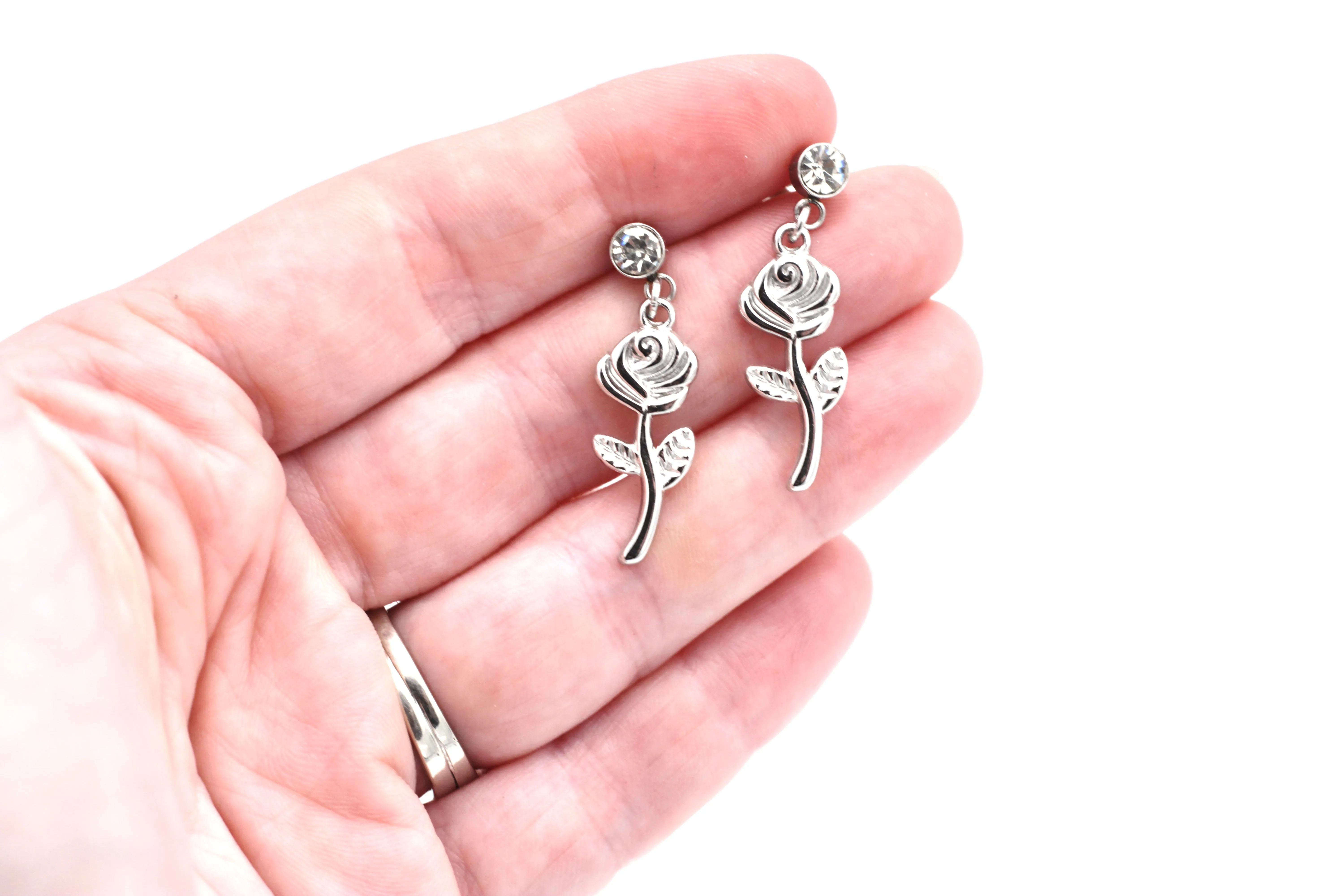 Simple Rose Dangle Earrings