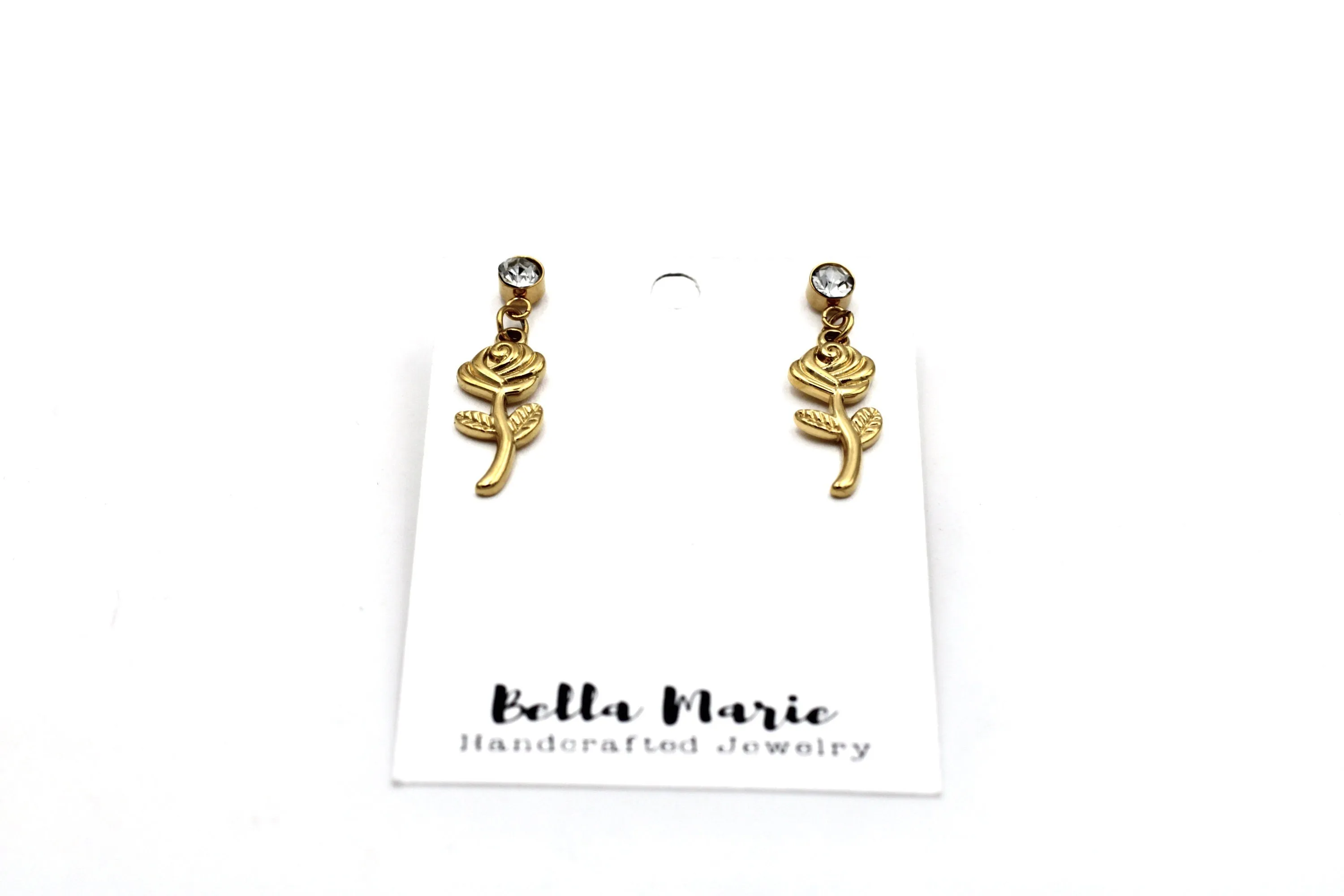 Simple Rose Dangle Earrings