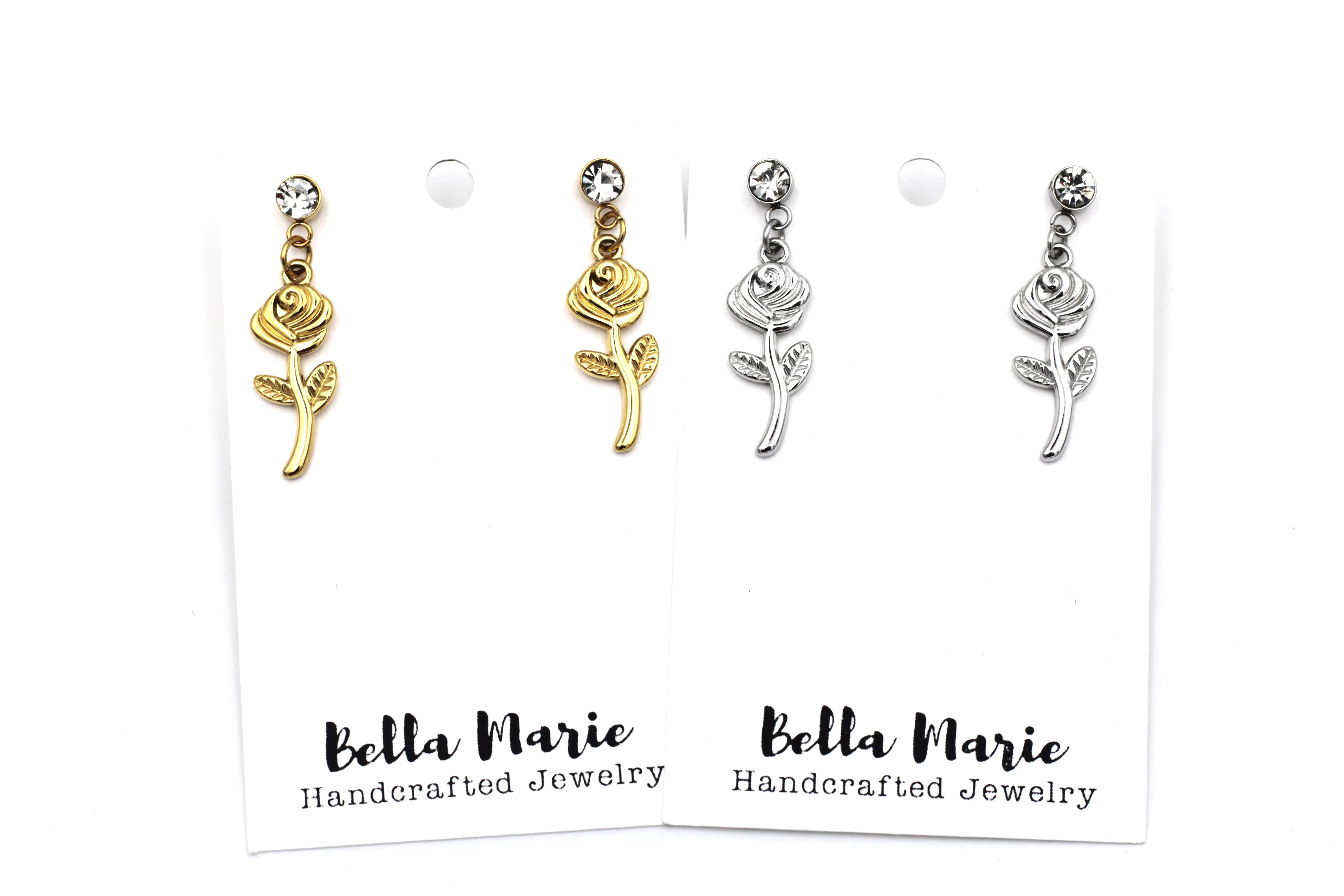 Simple Rose Dangle Earrings