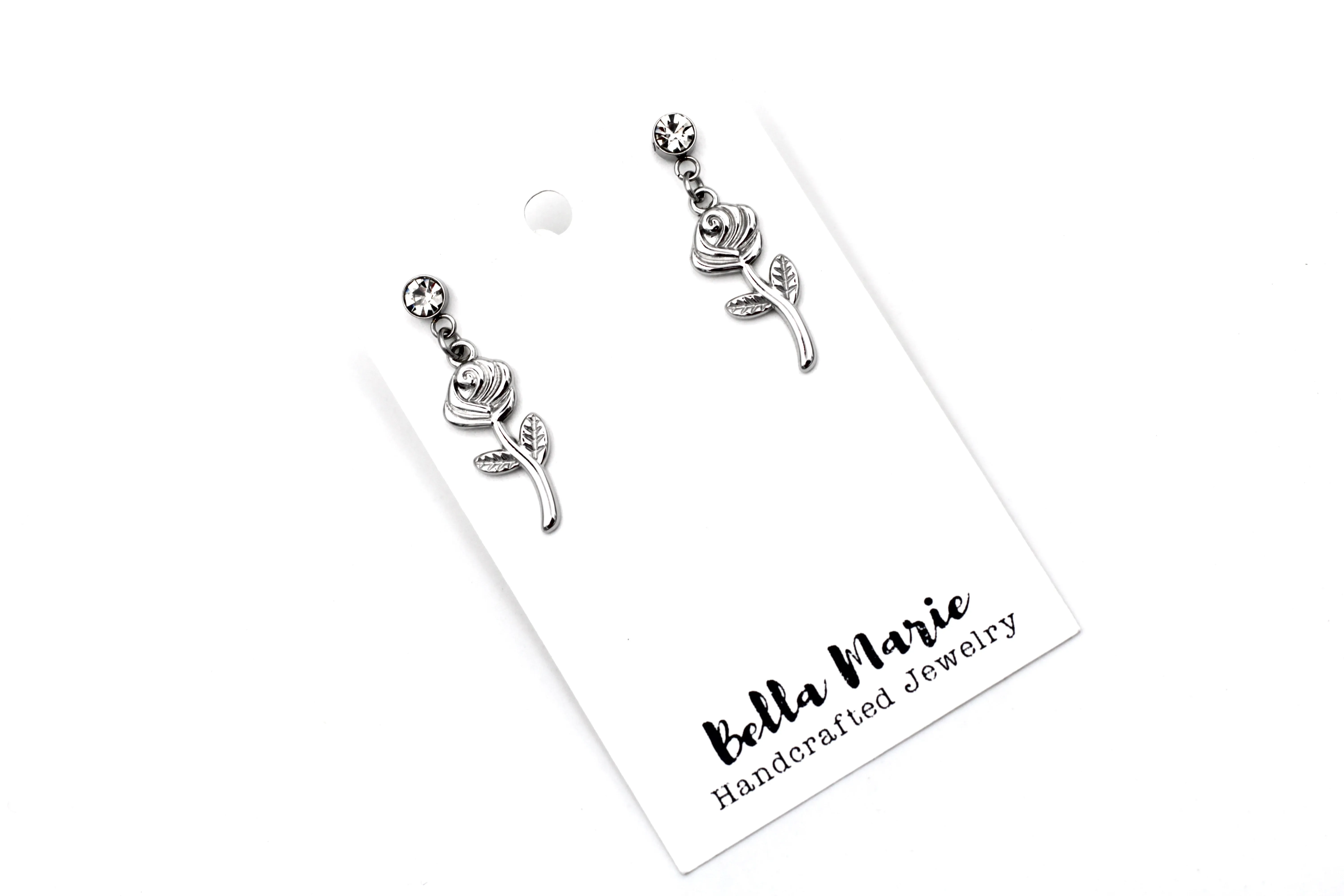 Simple Rose Dangle Earrings